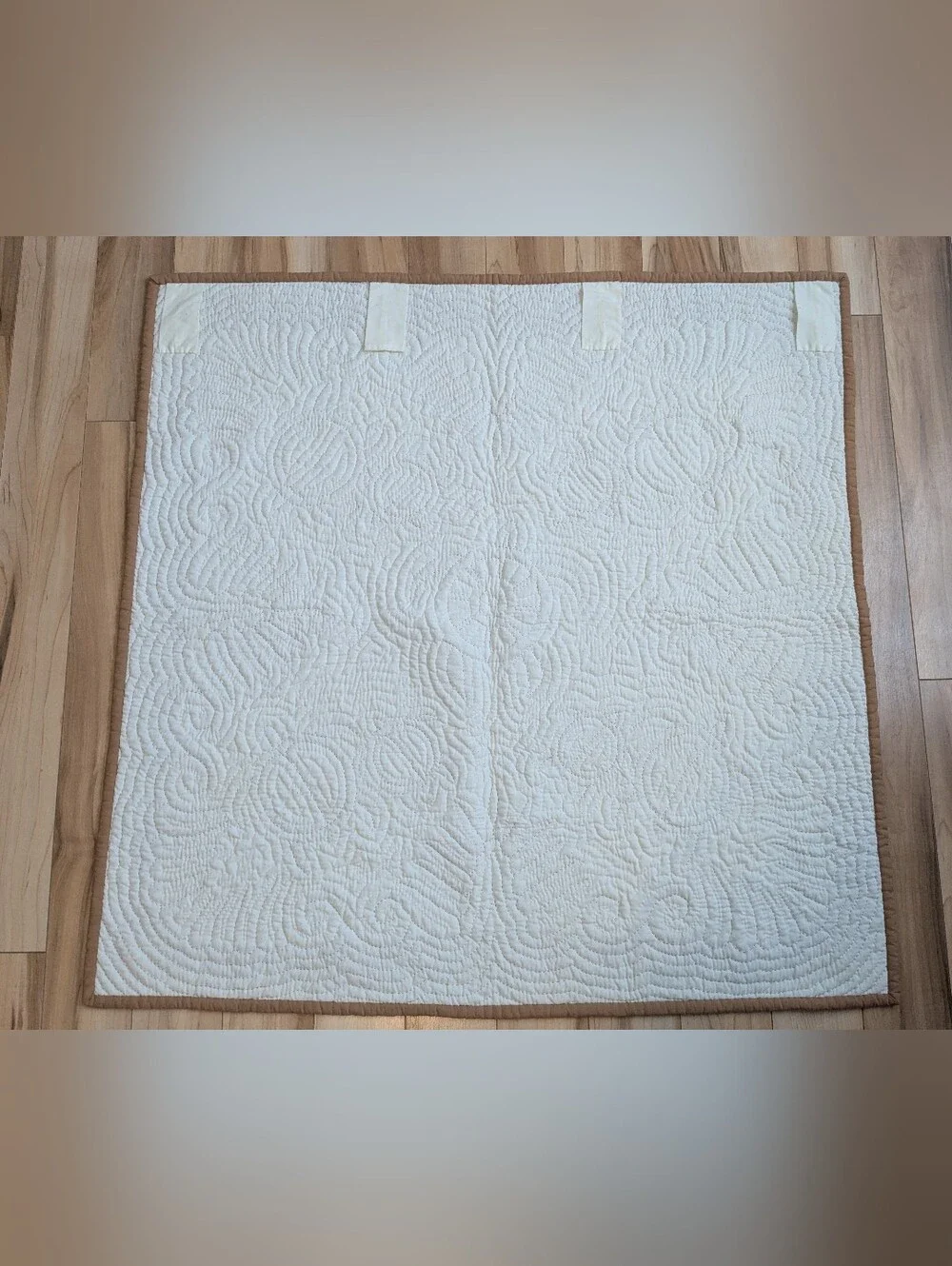 Tiare Hawaii Tan and White Hawaiian Appliqué Quilt And Wall Hanging